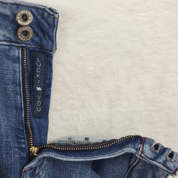 Lucky Brand Jeans 20W Emma Crop White Embroidery Hem Straight Leg Stretch Denim - Picture 4 of 13